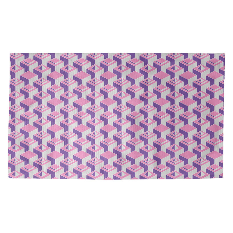 Gratte-ciels rose/mauve Tapis décoratif, Rectangle 2 pi x 3 pi