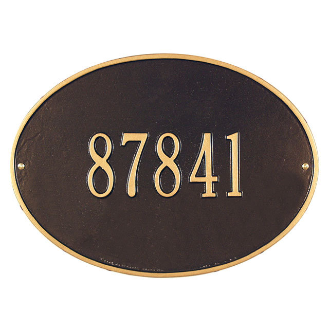 Plaque d'adresse murale 1 ligne Hawthorne, Bronze et doré, Oui