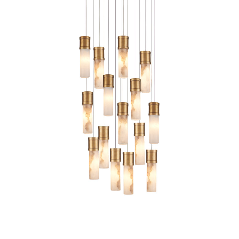 Luminaire suspendu rond à 15 lumières Cannula, H 21,5 po x l 21 po x P 21 po, 2250 lumens