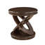Table de bout ronde en bois rétro, table d'appoint avec base en X pour salle à manger ou salon en famille.  Espresso