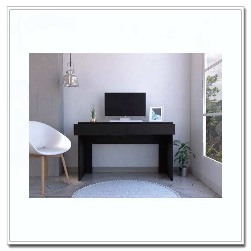 Black Wengue 2-Drawer Computer Desk