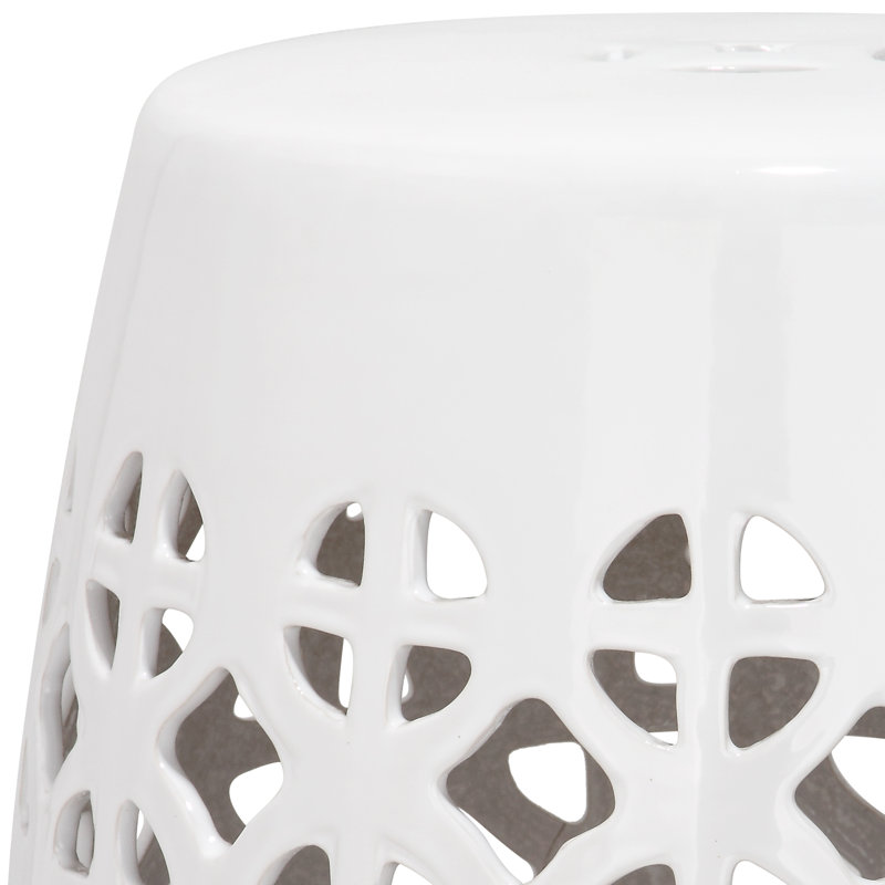 Eufaula Ceramic Accent Stool, White