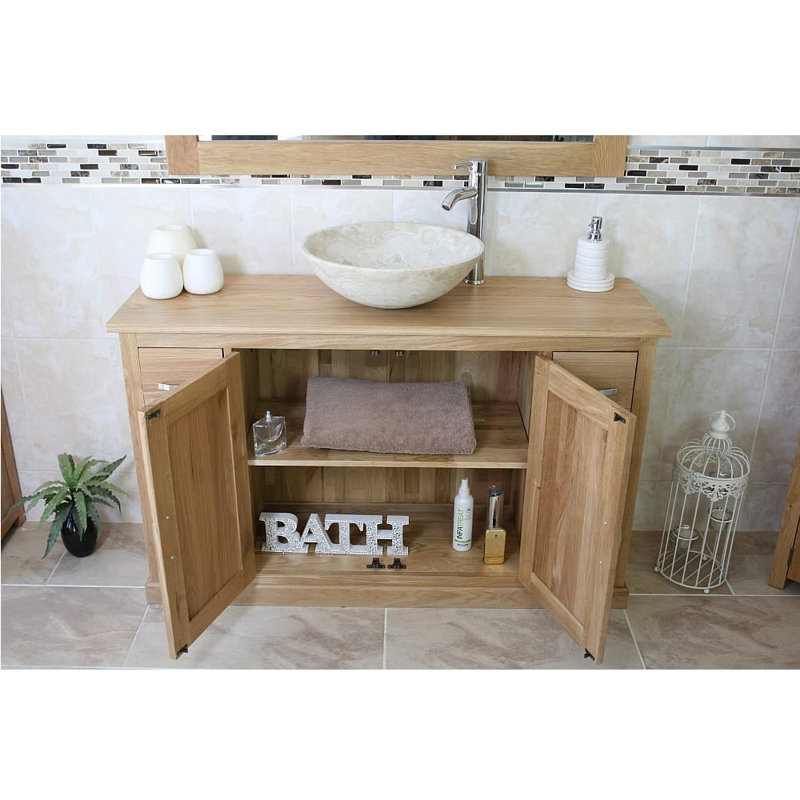 Easley 1230mm Single Bathroom Vanity with Vessel Basin, Travertine Basin