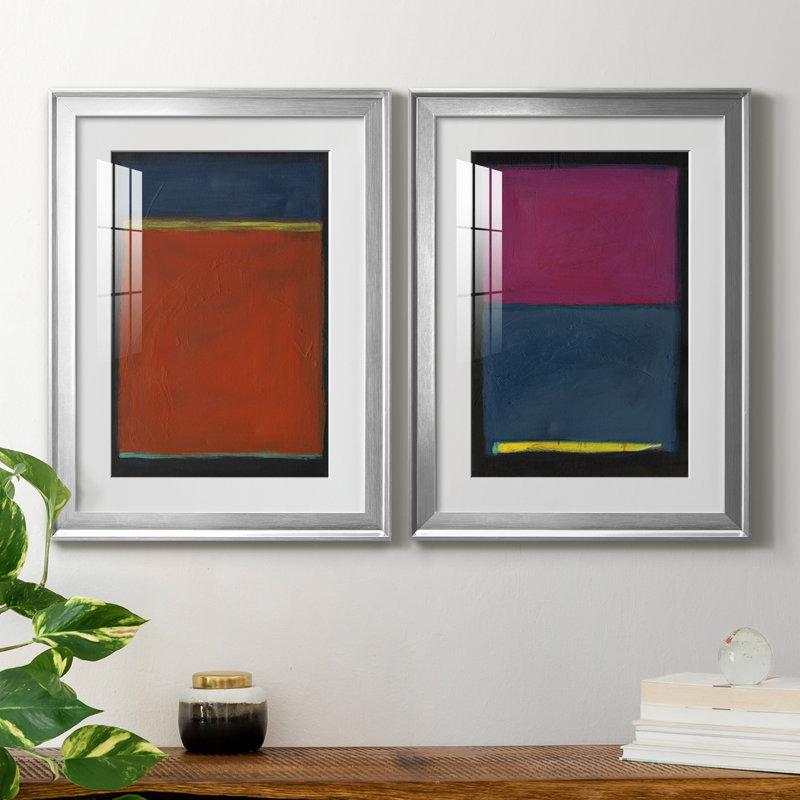 Contemplation I - ensemble de 2 impressions encadrées, H 30,5 po x l 22,5 po x P 1,25 po, Cadre argenté