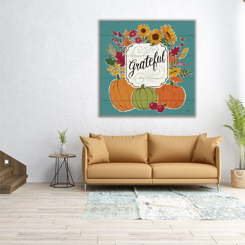 «Thankful II Turquoise», reproduction d'art sur toile, H 16 po x l 16 po