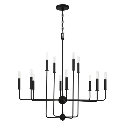 Treyvion 12 - Light Dimmable Linear Chandelier in Black
