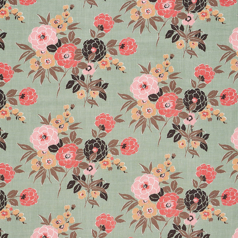 Tissu floral Valentina, Vert