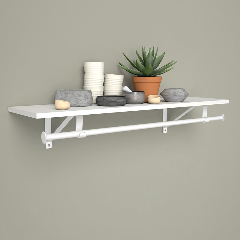 Wall Shelf with Closet Rod, 7'' H x 48'' W x 11.75'' D
