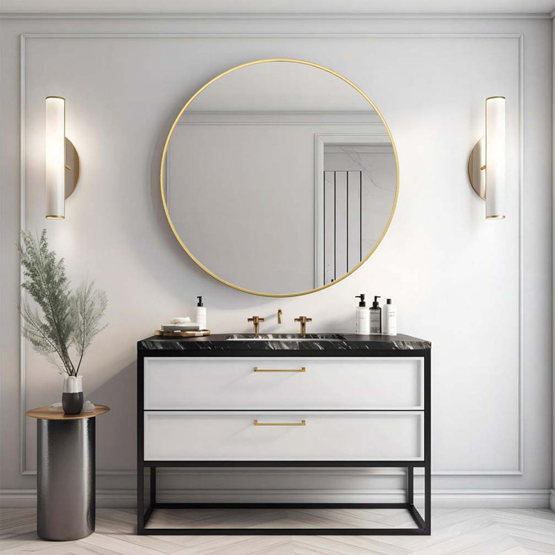 Miroir de salle de bain 39 po, 42 po x 42 po, Doré
