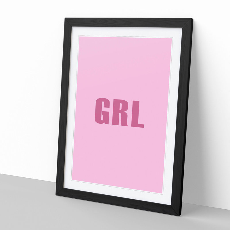 Grl - Picture Frame Typography, 36cm H x 27cm W x 2cm D, Black Framed