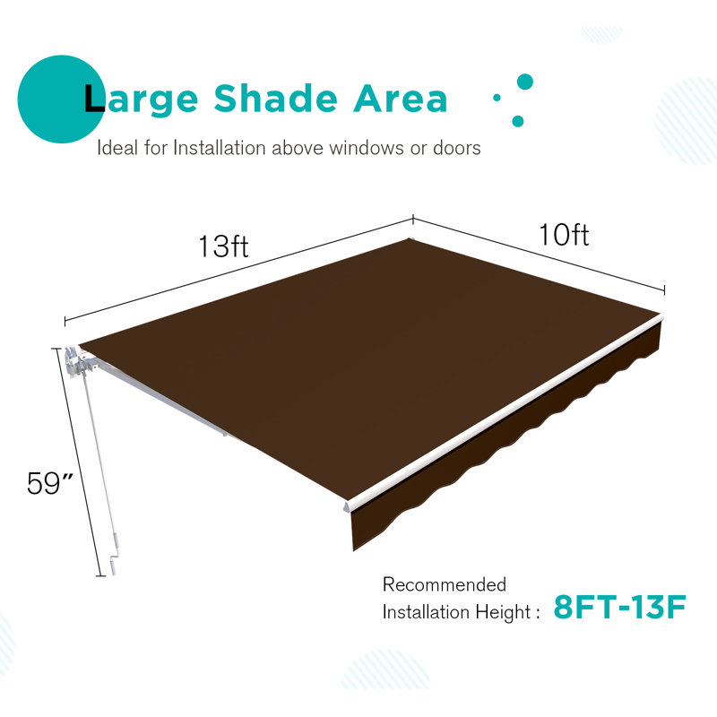 Auvent de terrasse à pente manuelle AECOJoy, l 156 po x P 120 po, Brun, Couleur unie