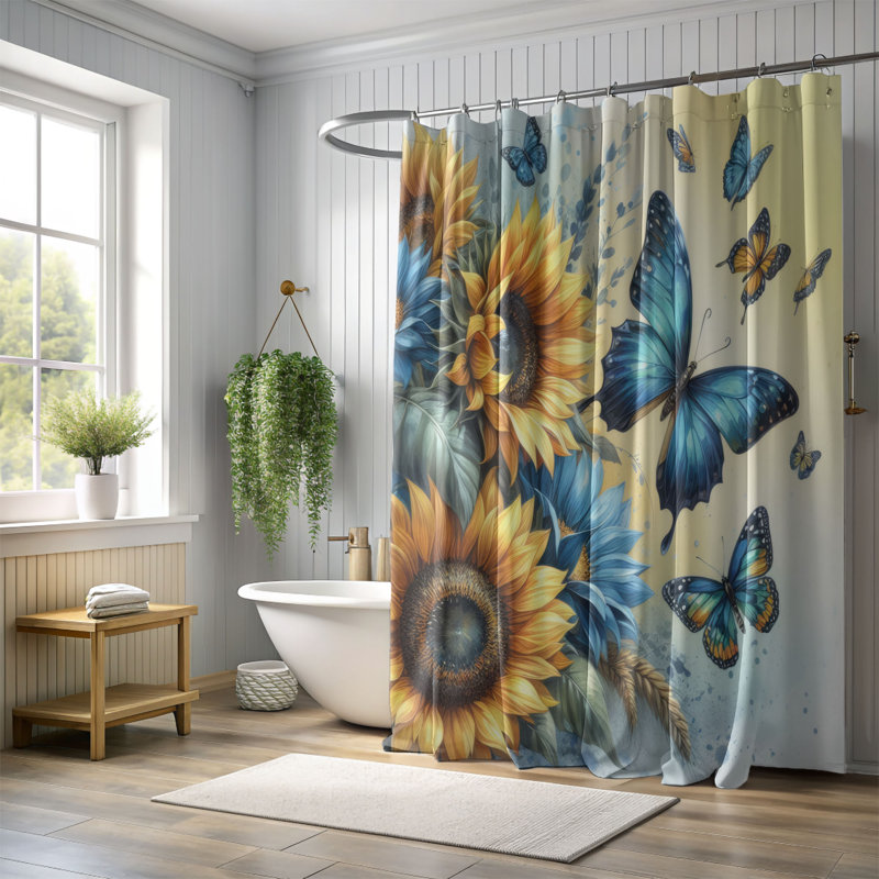 Rideau de douche standard 1 pièce Sunflower Wings, H 74 po x l 71 po