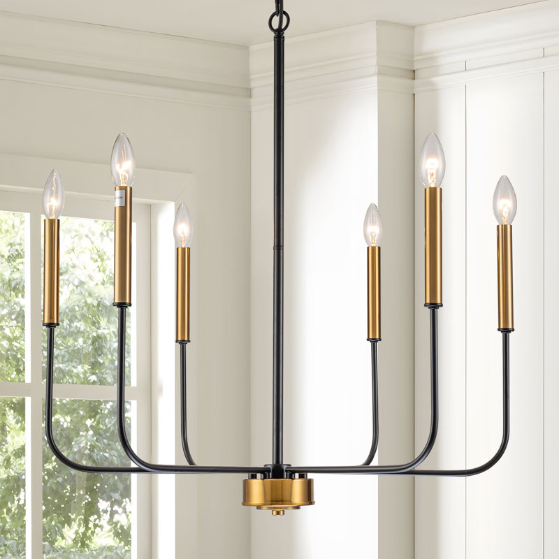 Clerise 6 - Light Candle Style Dimmable Classic / Traditional Chandelier, Black/Gold