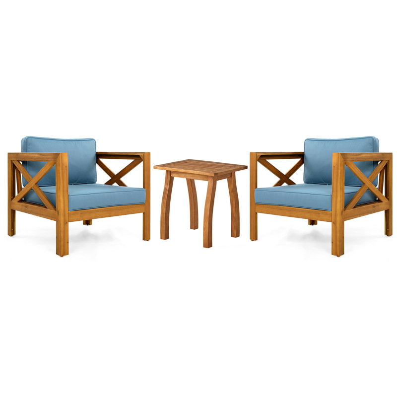 Ensemble de conversation 3 pièces pour patio, Bleu