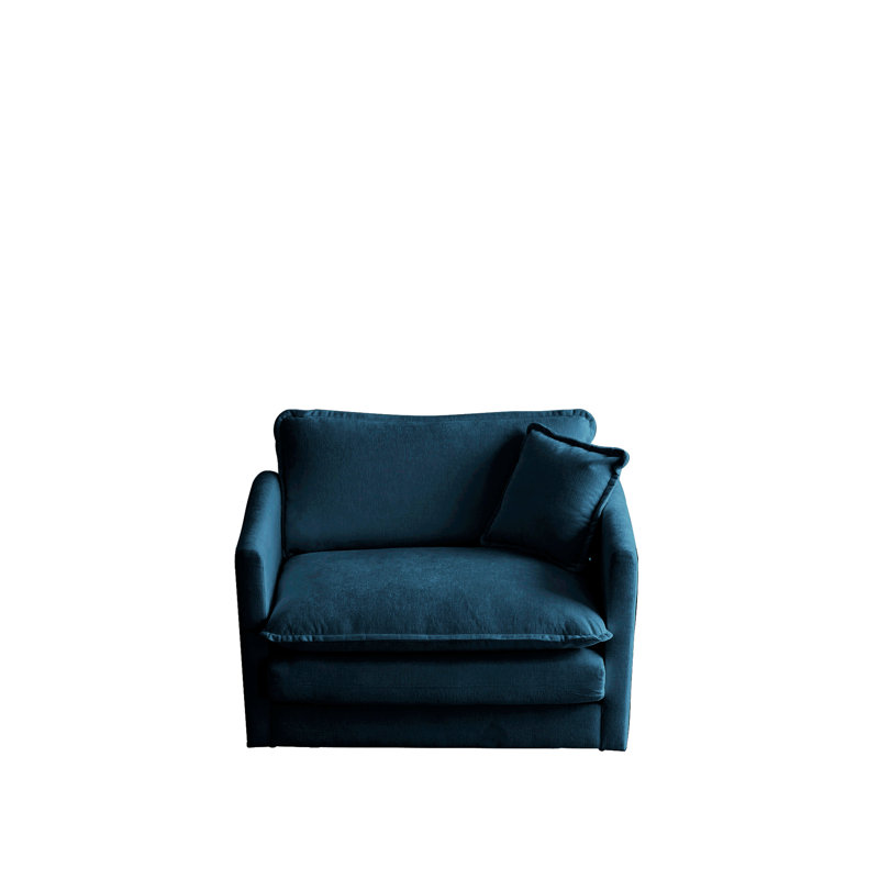 Fauteuil en chenille bleue pour zone de confort - structure en bois massif, éponge haute, tissu respirant