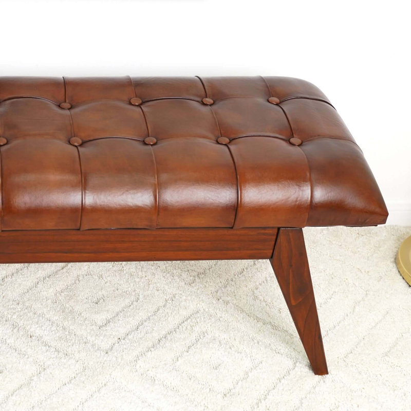 Banc en cuir brun clair Maja