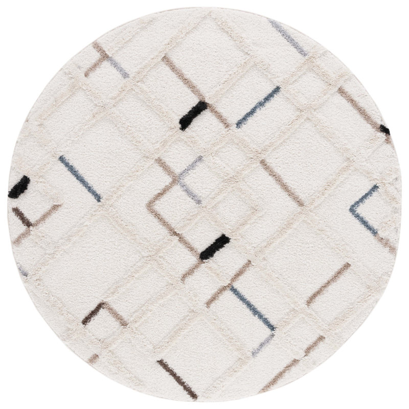 Bahrudin Hi-Lo Shag Performance Geometric Rug, Round 6'7"