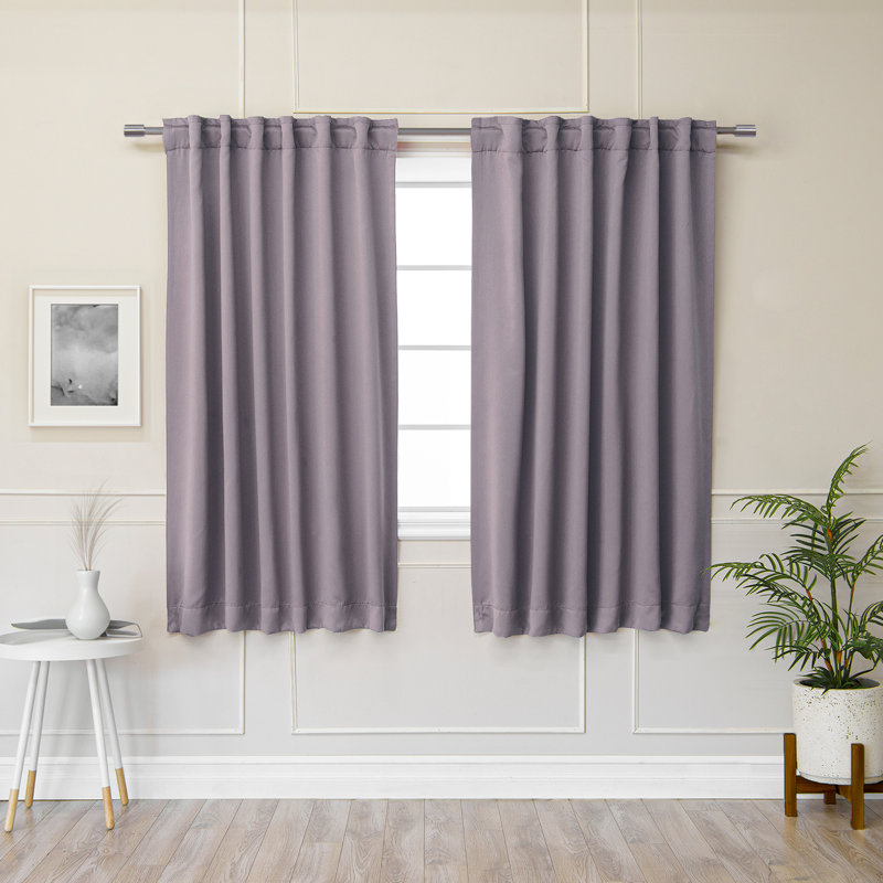 Bantam Solid Blackout Thermal Rod Pocket Curtain Panels, Dove, 52" W x 63" L