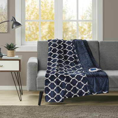 Beautyrest Heated Ogee Indigo Oversized 60x70" Throw