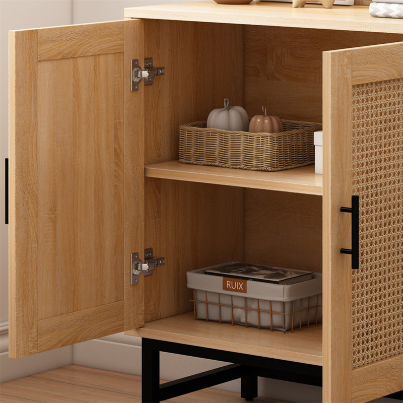 Iron Rectangle Accent Cabinet, Oak