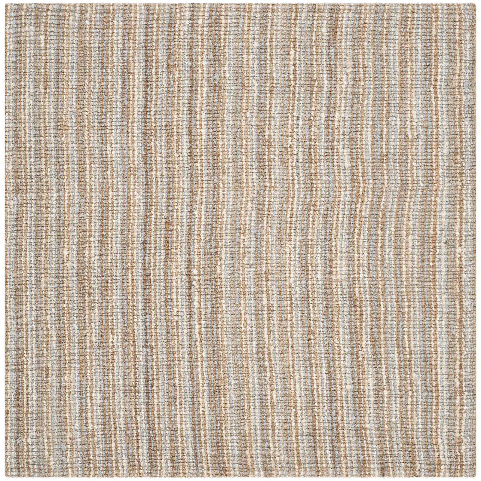 Alda Gray Natural Hand-Woven Striped Jute Rug, Square 8'
