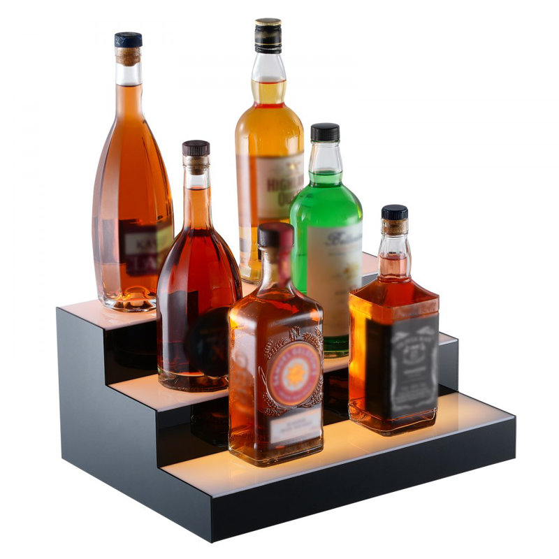 LED Lighted Liquor Bottle Display Bar Shelf RF & App Control 16" 3-Step