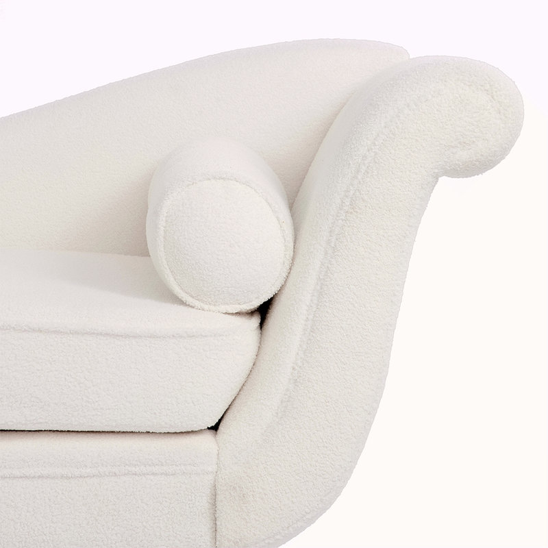 Chaise longue avec accoudoirs à volutes, Blanc