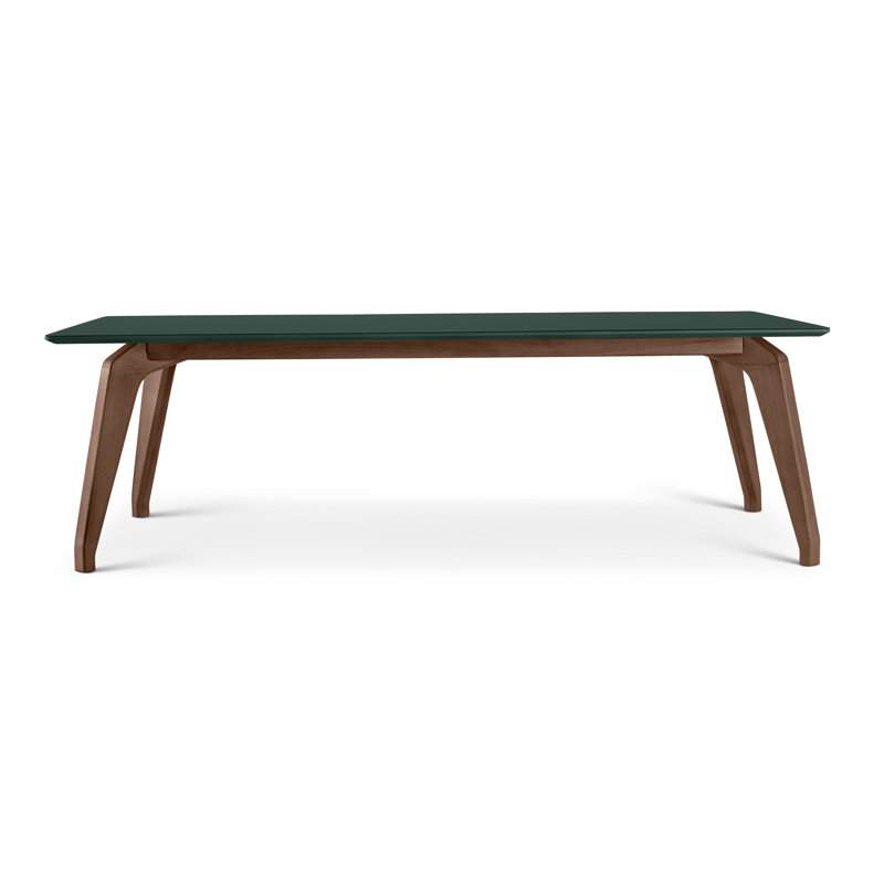 Modern Brazilian Glass Dining Table, Floresta Green, 29.5" H x 70.75" L x 39.25" W