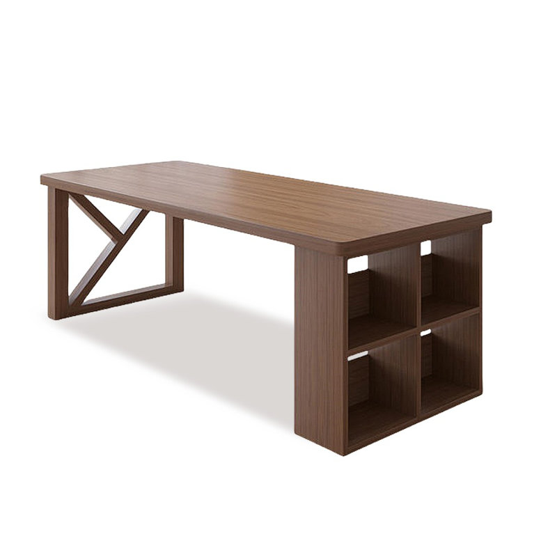 Bureau rectangulaire en bois massif brun noisette, H 29,53 po x l 78,74 po x P 31,5 po