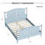 Lit plateforme double / grand en bois massif avec tête et pied de lit arqués, cadre de lit à panneaux de style campagnard avec poteaux hauts, finition noyer ou bleu clair-133413244-133413246