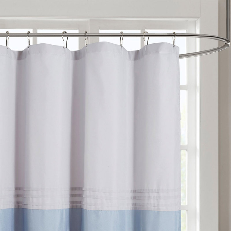 Rideau de douche imprimé et brodé, Bleu