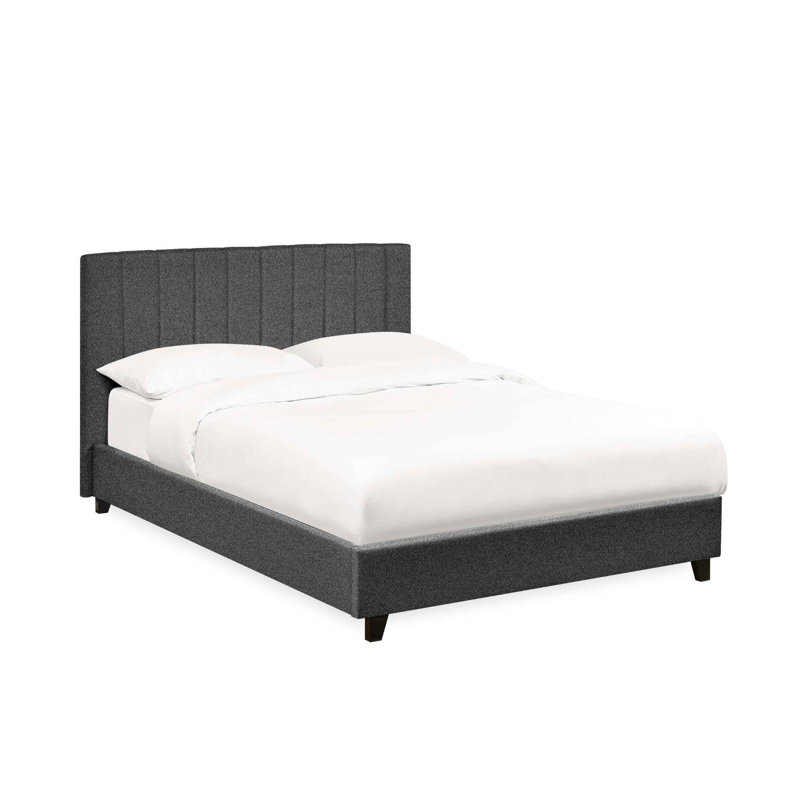 Osias Linen Upholstered Bed Frame, Single (3'), Grey