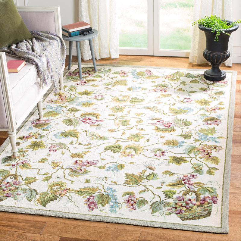 Easy Care Hand Hooked Performance Floral Rug, Rectangle 4' x 6'