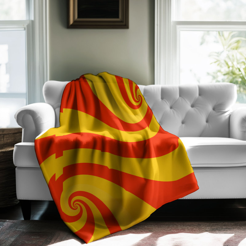 Motif Groovy - 1 pièce Sherpa Premium, Lit simple, Abstrait rouge / jaune