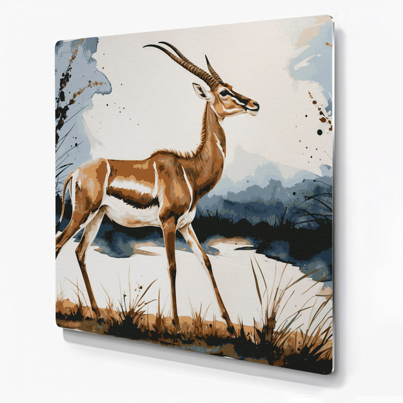 Faune, art mural gris Gerenuk, H 8 po x l 8 po