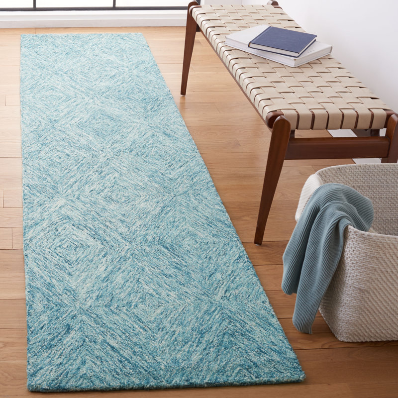 Tapis géométrique en laine et coton touffeté à la main Napoli Metro, Tapis de couloir 2 pi 3 po x 9 pi
