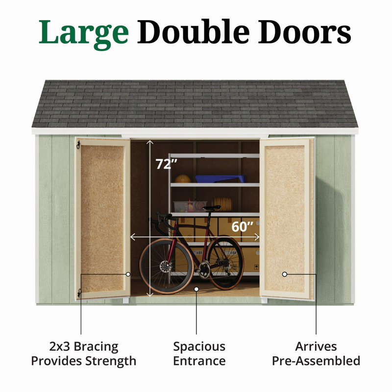 Value Gable Shed With Side Entry, No, 101.5'' H x 120'' W x 144'' D