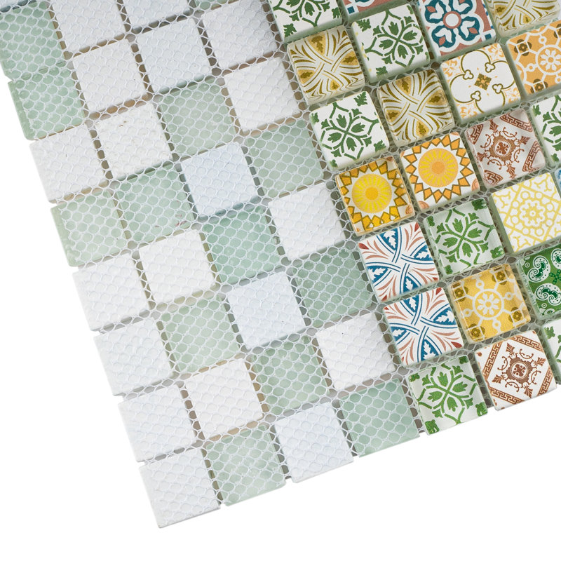 Carreau de mosaïque en verre brillant 11,82 po x 11,82 po, Or