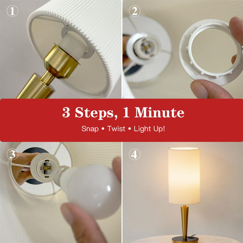 Lampe de chevet tactile en bronze avec ports de chargement USB-C et USB-A, intensité lumineuse réglable sur 3 niveaux, ampoule E26 incluse