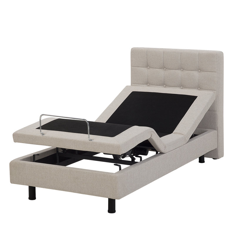 Robards European Single (90 x 200cm) Upholstered Adjustable Bed, Beige