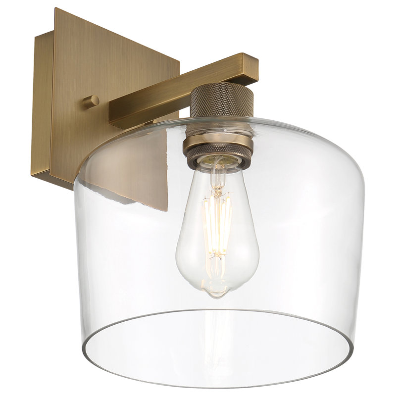 Aarian Chardonnay LED Wall Sconce - Clear Glass - Replaceable LED, Antique Brushed Brass
