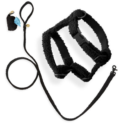 Teddy Bouclé Adjustable H Harness and Leash Walk Set with Poop Bag Pouch