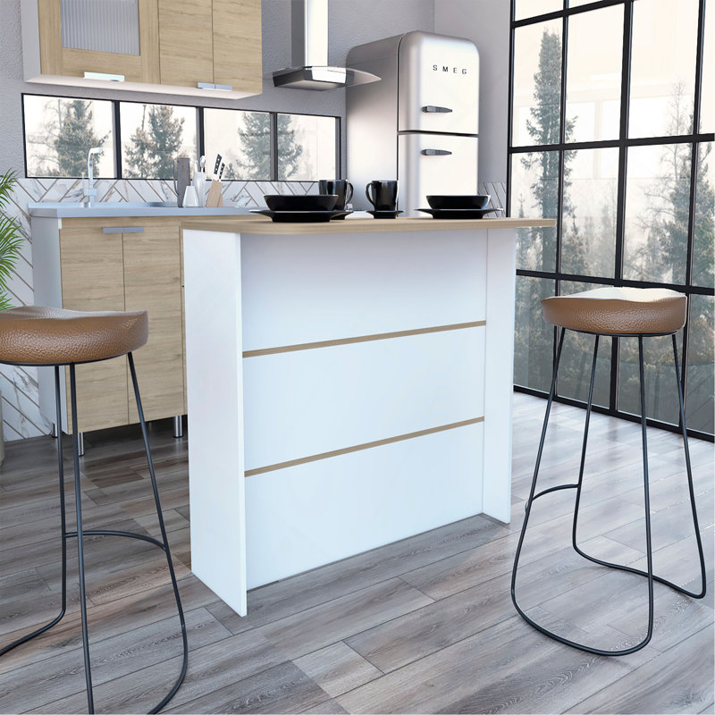 Îlot de cuisine avec grand poste de travail et tablette à 2 niveaux, Particle Board / Chipboard, Multi