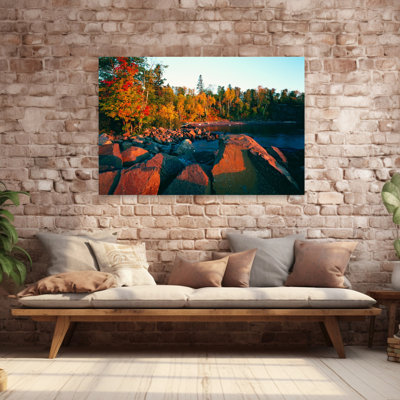 Sunset Light On Rocky Lake Superior Shoreline Tettegouche State Park Minnesota Usa. Colorful Abstract Contemporary Nature Sunset Art