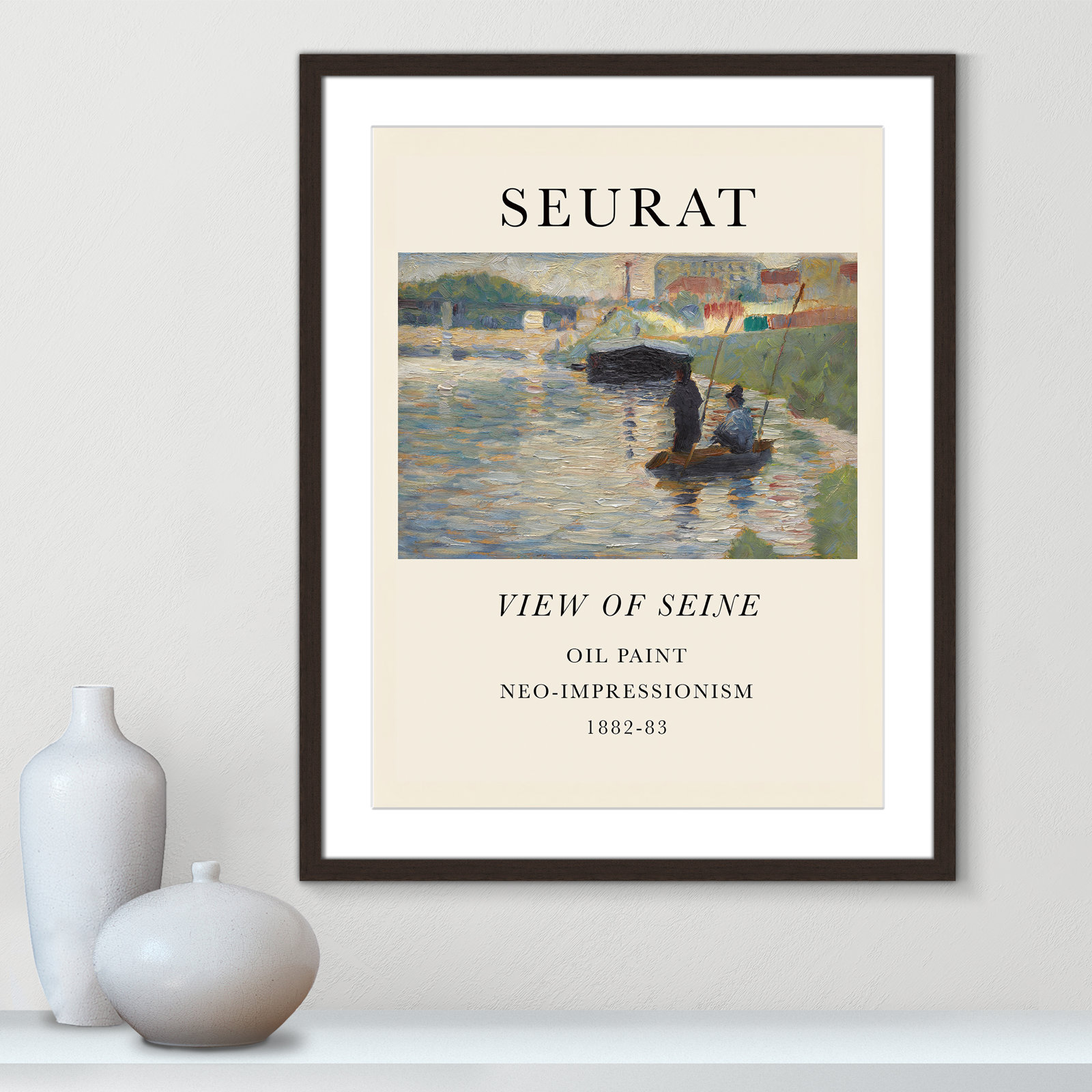 View Of Seine by Georges Seurat, Yes, 29.5" H x 23.5" W x 1.25" D, Walnut Single Picture Frame