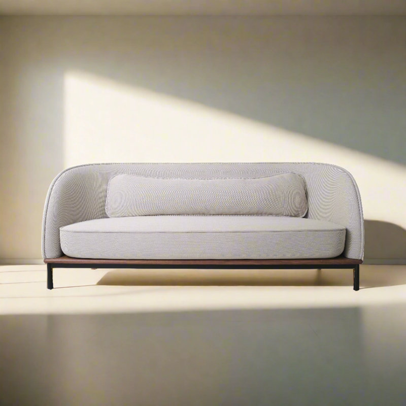 Arc Sofa Three Seater, White, Natural Walnut
