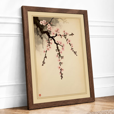 Moonlit Cherry Blossom Japandi - Framed Print