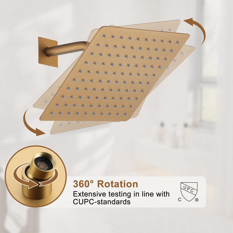 Brushed Gold Multi-Head Rainfall Shower System with Handheld