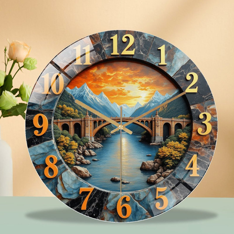 Horloge murale décorative de paysage pour décoration intérieure - Horloge murale 12 po