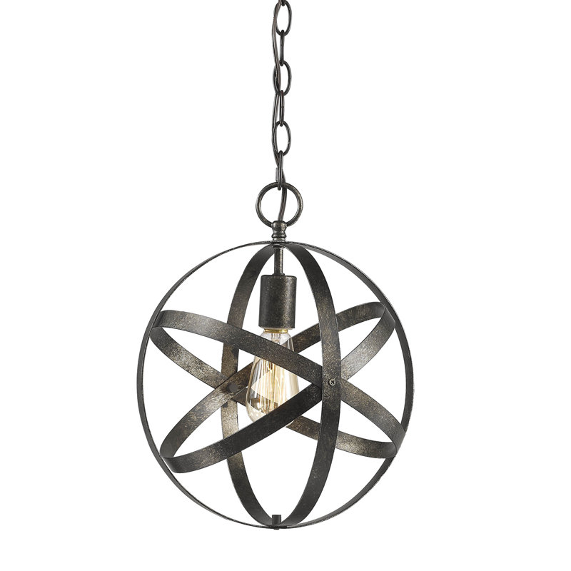 Luminaire suspendu sphère 1 lumière Katie, Argent antique